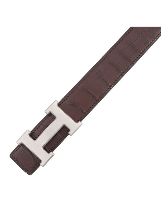 Hermes Belt Constance Dark Brown Matte Silver Porosus Leather 60 main image 4